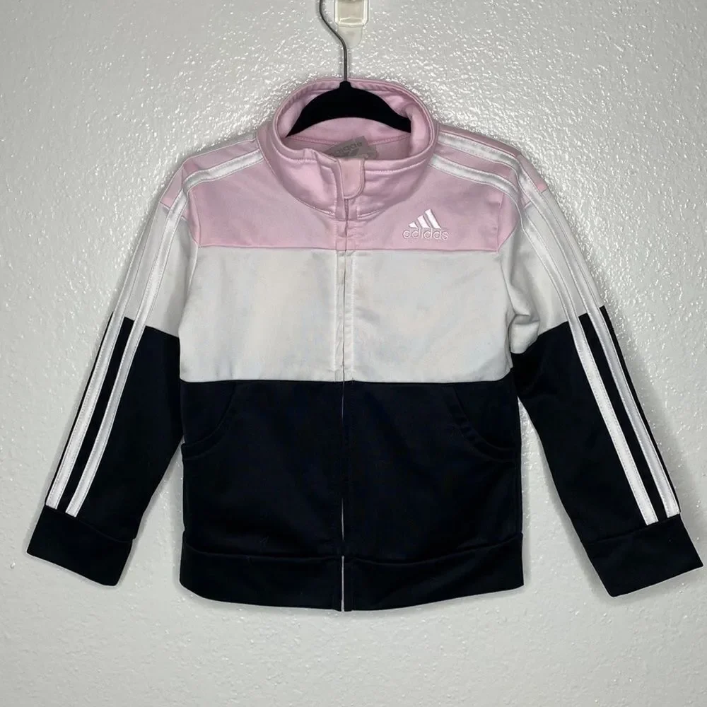 Adidas Pink White & Black Track Jacket 2T